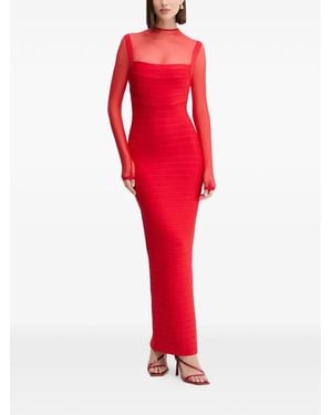 Hervé Léger Ella Long-Sleeve Maxi Dress - Red