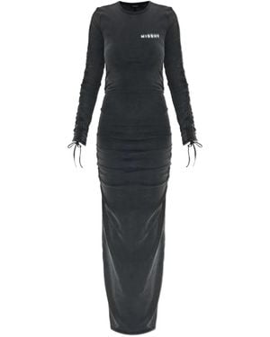 MISBHV Long-Sleeve Drawstring Maxi Dress - Black