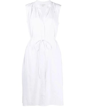 Vince Shirred Band Collar Dress - White
