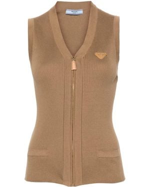 Prada Weste Mit Triangel-Logo - Braun