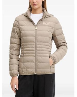 EA7 Hooded Puffer Jacket - Natural