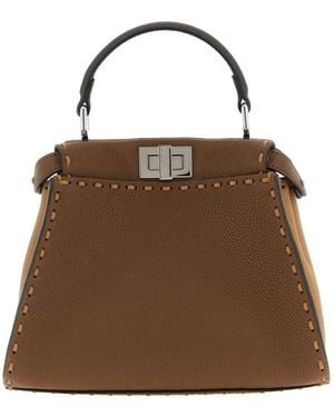 Fendi Peekaboo Selleria Handbag - Brown