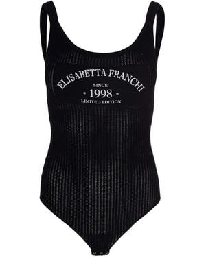 Elisabetta Franchi Knit Bodysuit With Printed Logo - Black