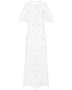 Dolce & Gabbana Maxi Embroidered Mesh Dress - White
