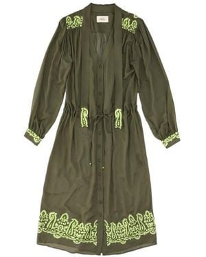 Fortela Alana Embroidered Midi Dress - Green