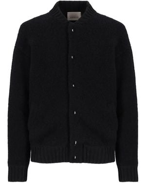 Laneus Boucle Buttoned-Up Bomber Jacket - Black