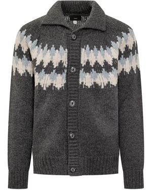 Alanui Sweet Winter Fair Isle-Pattern Button Cardigan - Grey