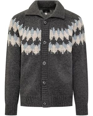 Alanui Sweet Winter Fair Isle-Pattern Button Cardigan - Gray