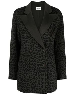 P.A.R.O.S.H. Cheetah-Print Double-Breasted Blazer - Black