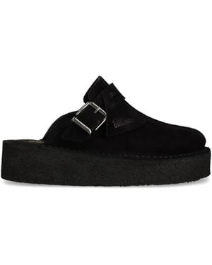 Clarks Trek Wedge Slippers - Black