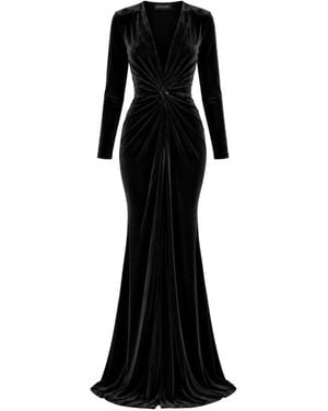 ROSERRY Scarlett Knot-Detail Velvet Maxi Dress - Black
