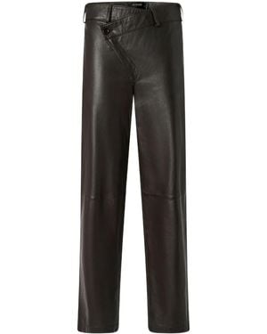 Pinko Leather Slim-Fit Pants - Gray