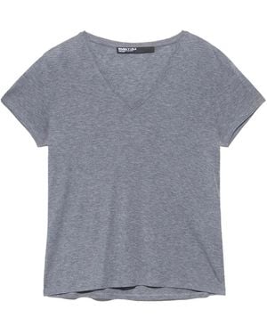 Bimba Y Lola Melange Fluid V-Neck T-Shirt - Grey
