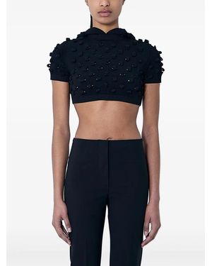 Sportmax フーデッド クロップドトップ - ブルー