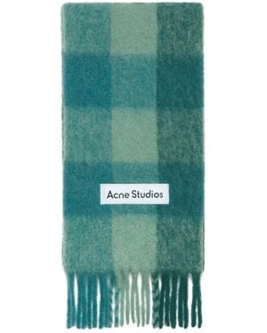 Acne Studios Checked Fringed Scarf - Green