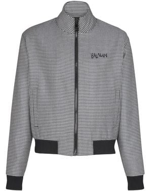 Balmain Houndstooth-Pattern Zip Jacket - Grey