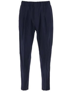 Low Brand Elasticated-Wasit Wool Trousers - Blue