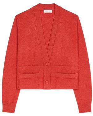 Dries Van Noten Cropped Wool Cardigan - Red