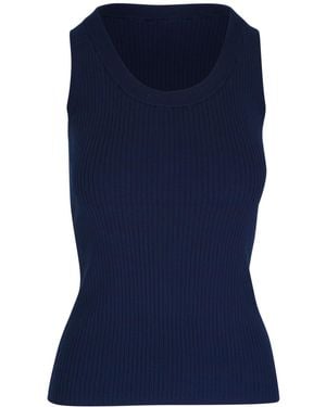 Akris Punto Cotton Ribbed-Knit Tank Top - Blue