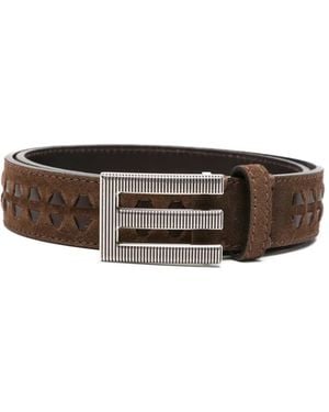 Etro Belt Logo Leather + Threads - Brown