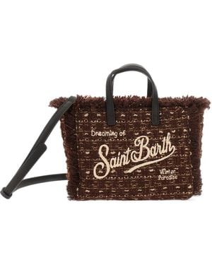 MC2 Saint Barth Mini Tote Bag Mit Pailletten Und Fransen - Braun