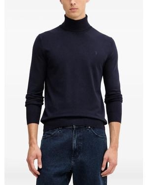 Trussardi Bestickter Rollkragenpullover - Blau