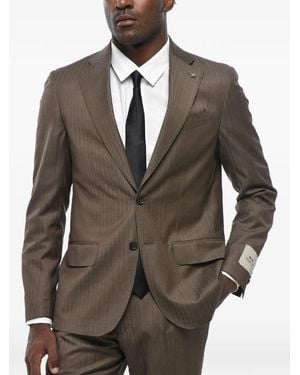 Corneliani Virgin Wool Jacquard Suit - Brown