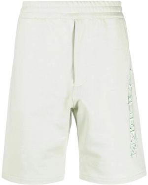 McQueen Embroidered-Logo Bermuda Shorts - White