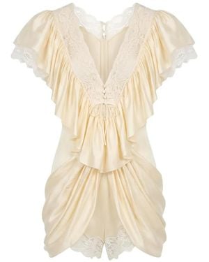 Chloé Mono De Seda Con Cuello En V - Blanco