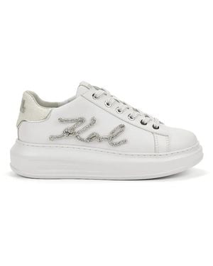 KARL LAGERFELD Kapri Strass-Logo Sneakers - White