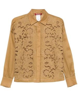 Max Mara Cali Floral-Embroidery Shirt - Natural