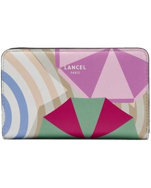 Lancel Beach Geometric Print Zip Wallet - Pink