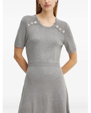 Morgan Embellishment-Detail Short-Sleeve Mini Dress - Grey