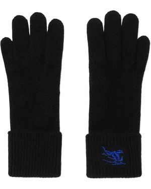 Burberry Gestrickte Handschuhe Mit Ritteremblem - Schwarz