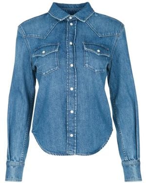 Jacob Cohen Camisa Vaquera Estilo Western - Azul