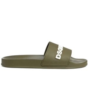 DSquared² Embossed-Logo Slides - Green