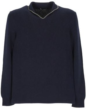 Sease Ellen Pull 2.0 Contrast-Trim Polo-Collar Jumper - Blue