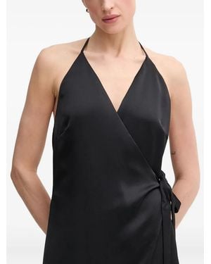 Sandro Ferrone Halter-Neck Wrap-Design Maxi Dress - Black