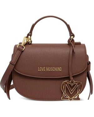 Love Moschino Logo-Plaque Heart-Charm Tote Bag - Brown