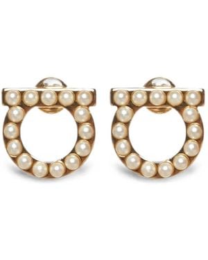 Ferragamo Gancini Pearl-Embellished Earrings - Metallic
