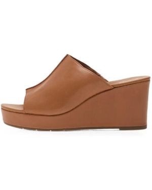 Clarks Sabina Open-Toe Wedge Sandals - Brown