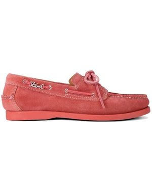 Kurt Geiger Bow Suede Boat Shoes - Red
