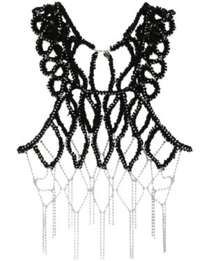 Noir Kei Ninomiya Beaded Cage-Style Top - Black