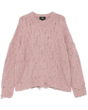 Represent Distressed Cable-Knit Sweater - Pink