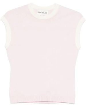 Bompard Contrasting-Trim Short-Sleeve Vest - Pink