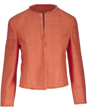 Akris Punto Frayed-Trim Cropped Jacket - Red