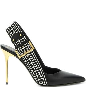 Balmain Slingback-Pumps mit ikonischem PB-Monogramm 95mm - Schwarz