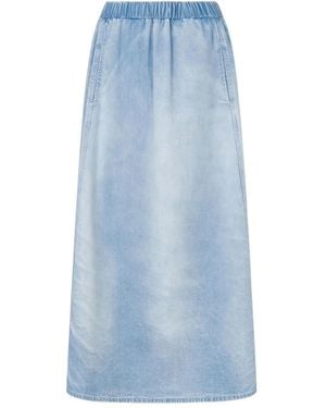 Moschino Elasticated-Waist Maxi Denim Skirt - Blue