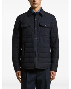 Peserico Quilted Chest-Pocket Jacket - Blue
