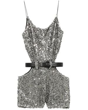 Vestiaire d'un Oiseau Libre Sequin-Embellished Cut-Out Jumpsuit - Grey